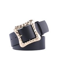New Fashion Black Wide Belt Retro Combination Gold And Silver Buckle Geometric Square Buckle Concave Belt Wholesale Nihaojewelry sku image 2