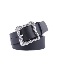 New Fashion Black Wide Belt Retro Combination Gold And Silver Buckle Geometric Square Buckle Concave Belt Wholesale Nihaojewelry sku image 1