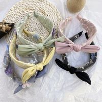 Summer Mesh Lace Flower Headband Korean Handmade Bow Knot Hair Hole Cloth Hair Bundle Wholesale Nihaojewelry main image 5