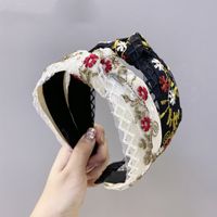 Korean Boutique Hair Accessories Embroidery Small Flower Headband Wide-edge Knotted Headband Wholesale Nihaojewelry main image 1