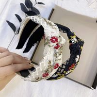 Korean Boutique Hair Accessories Embroidery Small Flower Headband Wide-edge Knotted Headband Wholesale Nihaojewelry main image 4