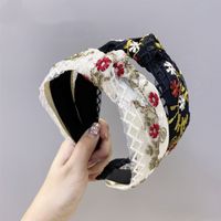 Korean Boutique Hair Accessories Embroidery Small Flower Headband Wide-edge Knotted Headband Wholesale Nihaojewelry main image 5