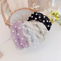 Koreanische Version Des Perlen-breit Kanten Plissierten Stirnbandes Mode Neue Mesh-stirnband-druck Freigabe main image 2