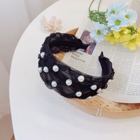 Koreanische Version Des Perlen-breit Kanten Plissierten Stirnbandes Mode Neue Mesh-stirnband-druck Freigabe main image 3
