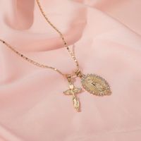 صلب الكاثوليكية المسيحي الصليب قلادة مريم العذراء مزدوجة قلادة قلادة الجملة Nihaojewelry main image 5