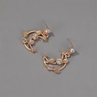 Korea New Sweet Diamond Moon Earrings Simple Leaves Lolita Exquisite Fairy Earrings Wholesale Nihaojewelry main image 3