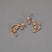 Korea New Sweet Diamond Moon Earrings Simple Leaves Lolita Exquisite Fairy Earrings Wholesale Nihaojewelry main image 4