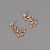 Korea New Sweet Diamond Moon Earrings Simple Leaves Lolita Exquisite Fairy Earrings Wholesale Nihaojewelry main image 5