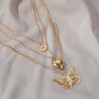 Fashion Jewelry Exaggerated Love Hollow Butterfly Necklace Fashion Long Multi-layer Ladies Sweater Chain Wholesale Nihaojewelry main image 5