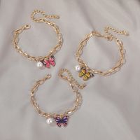 New Jewelry Dream Color Butterfly Bracelet Summer Creative Pearl Thick Chain Bracelet Wholesale Nihaojewelry main image 3