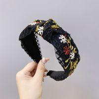 Korean Boutique Hair Accessories Embroidery Small Flower Headband Wide-edge Knotted Headband Wholesale Nihaojewelry sku image 2