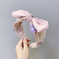 Summer Mesh Lace Flower Headband Korean Handmade Bow Knot Hair Hole Cloth Hair Bundle Wholesale Nihaojewelry sku image 5