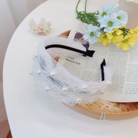 Koreanische Version Des Perlen-breit Kanten Plissierten Stirnbandes Mode Neue Mesh-stirnband-druck Freigabe sku image 2