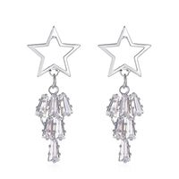 Korea Selling Super Fairy Sweet Long Pentagram Earrings Stars Tassel Crystal Zircon Earrings Wholesale Nihaojewelry sku image 2