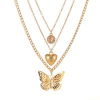 Fashion Jewelry Exaggerated Love Hollow Butterfly Necklace Fashion Long Multi-layer Ladies Sweater Chain Wholesale Nihaojewelry sku image 1