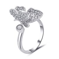 Fashion Exquisite Full Diamond Open Butterfly Ring Ladies Luxury Jewelry Wholesale Nihaojewelry sku image 1