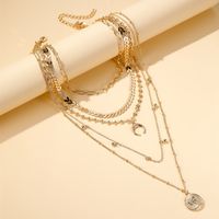 New Style Bohemian 5 Layer Necklace Fashion Multi-layer Gold-plated Moon Pendant Necklace Wholesale Nihaojewelry main image 5