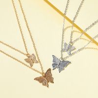 New Fashion Double Butterfly Necklace 2 Layer Hollow Butterfly Pendant Clavicle Chain Wholesale Nihaojewelry main image 3