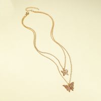 New Fashion Double Butterfly Necklace 2 Layer Hollow Butterfly Pendant Clavicle Chain Wholesale Nihaojewelry main image 4