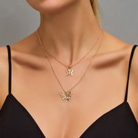 New Fashion Double Butterfly Necklace 2 Layer Hollow Butterfly Pendant Clavicle Chain Wholesale Nihaojewelry main image 6