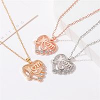 Necklace Diamond Mom Heart Diamond Necklace Gift Love Letter Necklace Wholesale Nihaojewelry main image 3