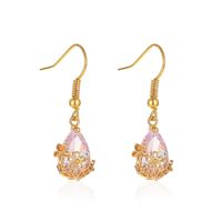 New Earrings Fashion Shiny Zircon Water Drop Earrings Hollow Crystal Flower Earrings Ear Hooks Wholesale Nihaojewelry main image 1