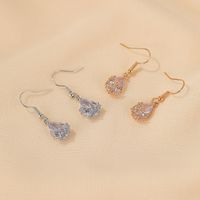 New Earrings Fashion Shiny Zircon Water Drop Earrings Hollow Crystal Flower Earrings Ear Hooks Wholesale Nihaojewelry main image 3