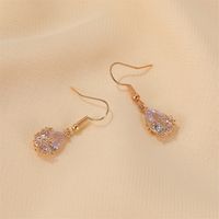 New Earrings Fashion Shiny Zircon Water Drop Earrings Hollow Crystal Flower Earrings Ear Hooks Wholesale Nihaojewelry main image 4