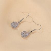 New Earrings Fashion Shiny Zircon Water Drop Earrings Hollow Crystal Flower Earrings Ear Hooks Wholesale Nihaojewelry main image 5