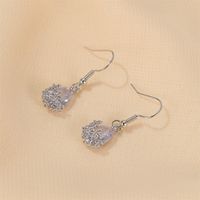 Nouvelles Boucles D&#39;oreilles Mode Boucles D&#39;oreilles Goutte D&#39;eau Zircon Brillant Cristal Creux Boucles D&#39;oreilles Fleur Crochets D&#39;oreille En Gros Nihaojewelry main image 5