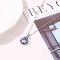 New Necklace Colorful Crystal Peacock Gradient Pendant Necklace Clavicle Chain Wholesale Nihaojewelry main image 3