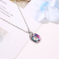 New Necklace Colorful Crystal Peacock Gradient Pendant Necklace Clavicle Chain Wholesale Nihaojewelry main image 4