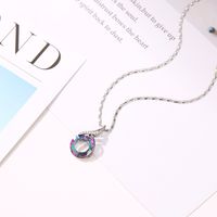 New Necklace Colorful Crystal Peacock Gradient Pendant Necklace Clavicle Chain Wholesale Nihaojewelry main image 5