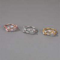 New Ring Fashion Simple Open Crystal Leaf Ring Inlaid Zircon Leaf Ring Wholesale Nihaojewelry main image 3