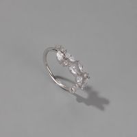 New Ring Fashion Simple Open Crystal Leaf Ring Inlaid Zircon Leaf Ring Wholesale Nihaojewelry main image 5