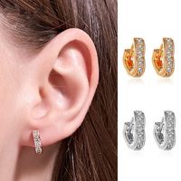 New Earrings Hollow Earrings Ladies Flash Diamond Zircon Love Earrings Wholesale Nihaojewelry main image 6