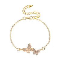 New Bracelet Flash Diamond Butterfly Bracelet Simple Full Diamond Double Butterfly Bracelet Wholesale Nihaojewelry main image 1