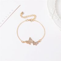 New Bracelet Flash Diamond Butterfly Bracelet Simple Full Diamond Double Butterfly Bracelet Wholesale Nihaojewelry main image 4