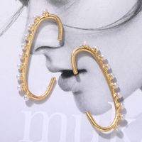 Fashion Needle Earrings Diamond Pearl Brooch Double Wearing Paper Clip Earrings Wholesale Nihaojewelry main image 5