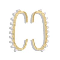 Fashion Needle Earrings Diamond Pearl Brooch Double Wearing Paper Clip Earrings Wholesale Nihaojewelry main image 6