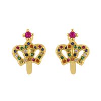 New Earrings Crown C-shaped Ear Bone Clip Micro-set Zircon Pierced Earrings Wholesale Nihaojewelry main image 4