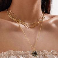 Fashion New Creative Diamond Compass Necklace Oval Chain Multilayer Necklace Wholesale Nihaojewelry main image 1