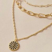 Fashion New Creative Diamond Compass Necklace Oval Chain Multilayer Necklace Wholesale Nihaojewelry main image 3