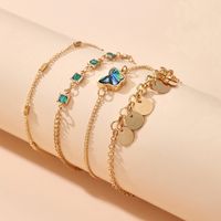 Simple Style Disc Diamond Butterfly Bracelet 4-piece Set Multi-layer Butterfly Element Sequin Hand Jewelry Wholesale Nihaojewelry main image 3