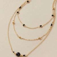 جديد أزياء الأسود الخرزة قلادة الإبداعية الماس مجموعة سلسلة الأرز حبة متعدد الطبقات قلادة الجملة Nihaojewelry main image 3