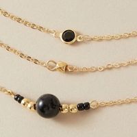 New Fashion Black Bead Necklace Creative Diamond-set Chain Rice Bead Multilayer Necklace Wholesale Nihaojewelry main image 4