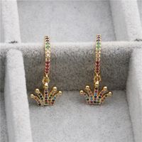 Jewelry Earrings Hot Earrings Micro-set Zircon Crown E Earrings Wholesale Nihaojewelry main image 4