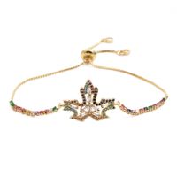 Fashion Jewelry Copper Micro Inlay Zirconium Maple Leaf Adjustable Bracelet Wholesale Nihaojewelry main image 1