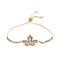 Fashion Jewelry Copper Micro Inlay Zirconium Maple Leaf Adjustable Bracelet Wholesale Nihaojewelry main image 6