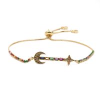 Jewelry Copper Micro-set Zirconium Oval Moon Stars Adjustable Bracelet Gift Wholesale Nihaojewelry main image 2